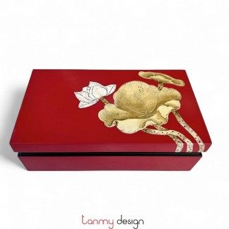 Rectangle lacquer box with the lotus 14*24cm